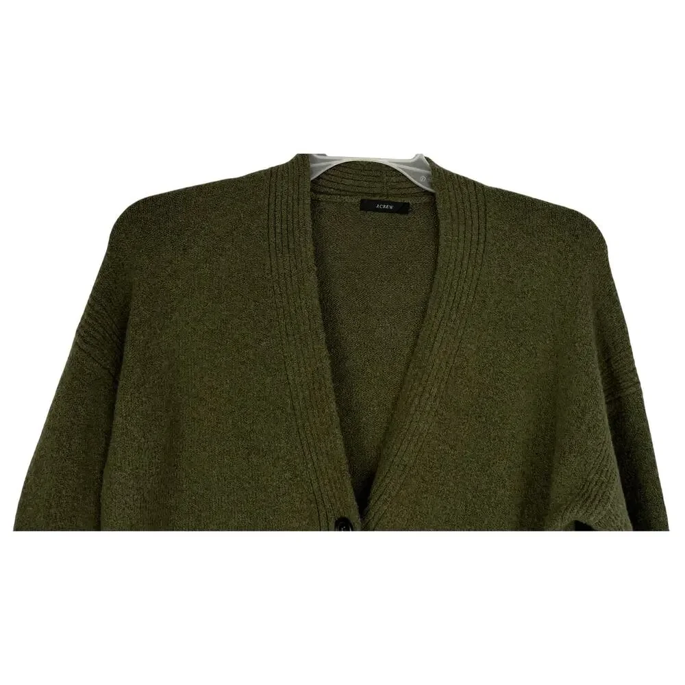 J. Crew Wool Alpaca Cropped Cardigan Sweater Loden Green AQ377 Size M